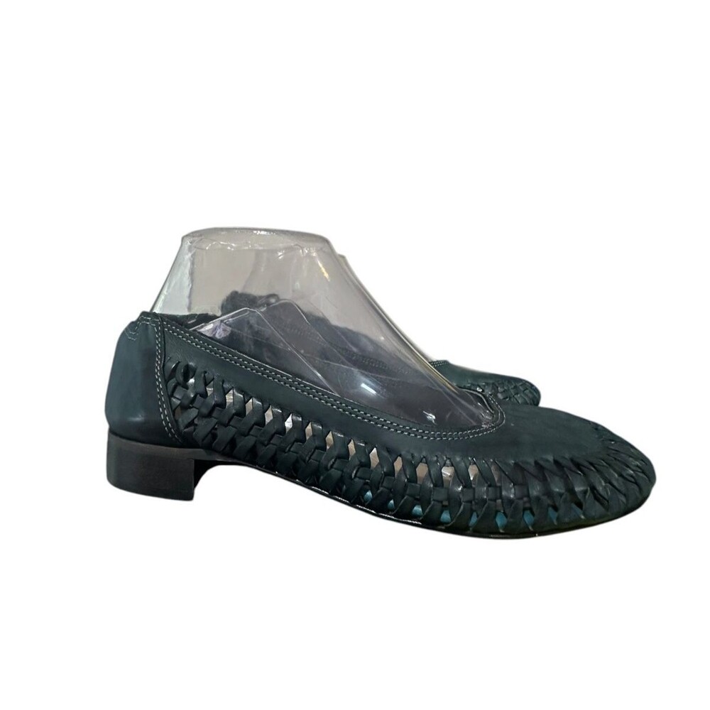 David Tate Twisted Weave Flats Pam Dark Green Forest Womens Size 7 W Boho Italy